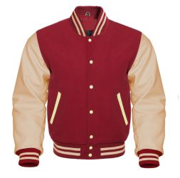 Varsity Jacket Maroon Cream